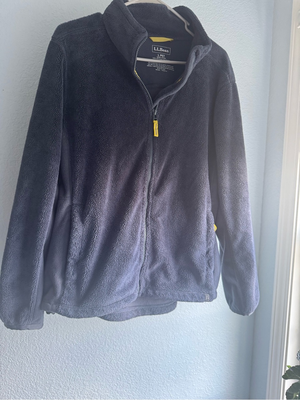 L.L.Bean Navy Fleece Jacket with Yellow Accent